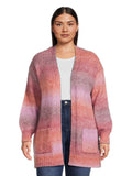 Women's Plus Size Drop Shoulder Open Cardigan with Balloon Sleeves K78603