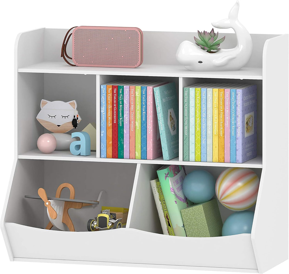 White Toy Storage Organizer with Bookcase A94881